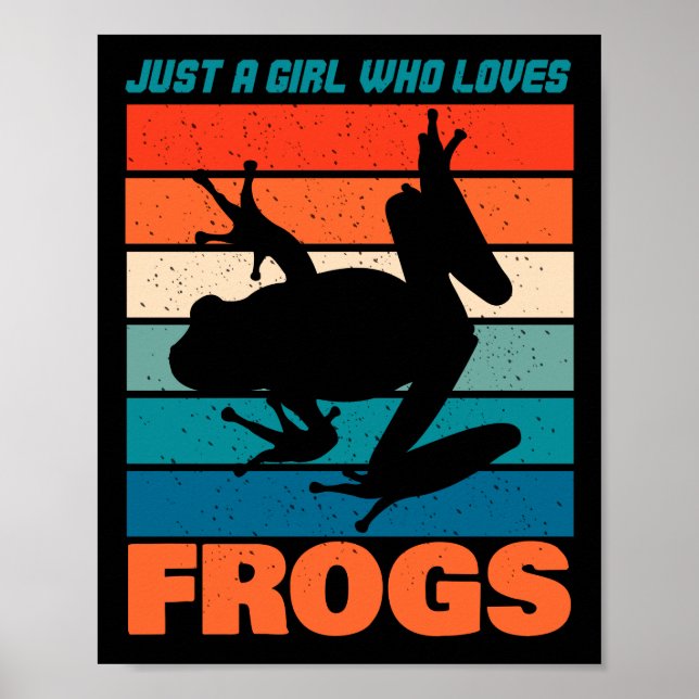 Nur ein Mädchen, das Frösche Liebe - Retro-Tier Poster (Vorne)