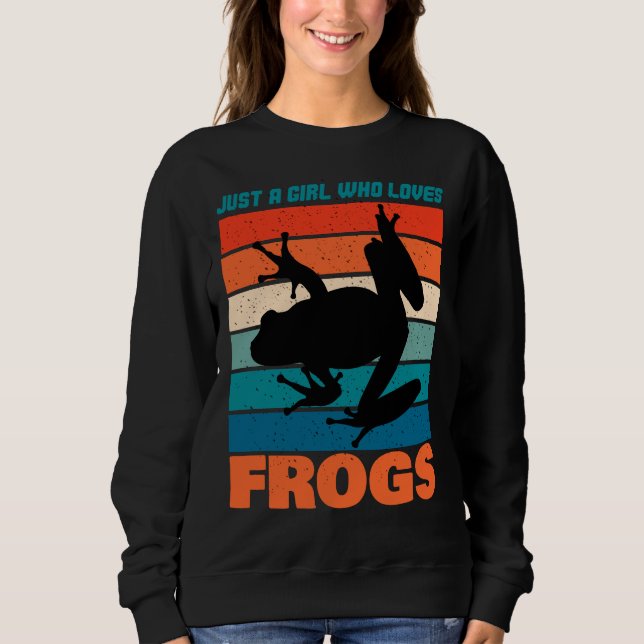 Nur ein Mädchen, das Frösche Liebe - Retro-Tier Sweatshirt (Vorderseite)