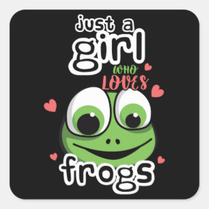 Nur ein Mädchen, das Frösche Niedlichen Toad  Quadratischer Aufkleber
