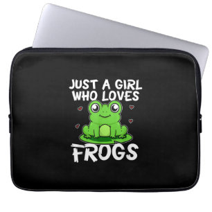 Nur ein Mädchen, das Frösche   Niedliches Grüne Laptopschutzhülle