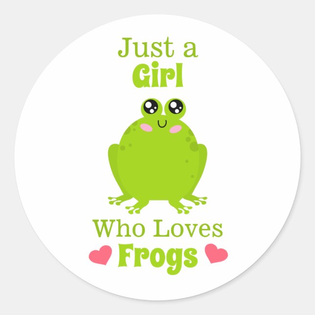 Nur ein Mädchen, das Froschfrosch Liebe Runder Aufkleber (Vorderseite)
