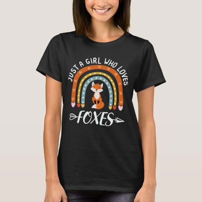 Nur ein Mädchen, das Füchse Lieben Rainbow Niedlic T-Shirt (Vorderseite)