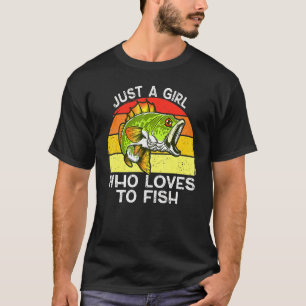 Nur ein Mädchen, das für Gir Bass fischen Liebe T-Shirt