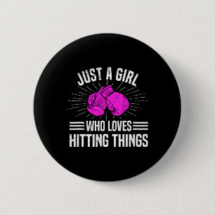 Nur ein Mädchen, das gerne Dinge trifft Damen Boxe Button