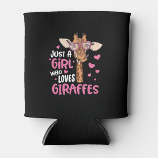 Nur ein Mädchen, das Giraffen Liebe Dosenkühler