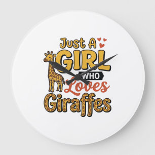 Nur ein Mädchen, das Giraffen liebt, Vintage-Vekto Große Wanduhr
