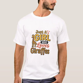 Nur ein Mädchen, das Giraffen liebt, Vintage-Vekto T-Shirt