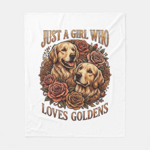 Nur ein Mädchen, das Golden Dogs Roses liebt_1 Fleecedecke