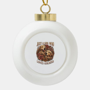 Nur ein Mädchen, das Golden Retriever-Hund Rosen l Keramik Kugel-Ornament