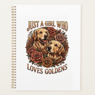 Nur ein Mädchen, das Golden Retriever-Hund Rosen l Planer