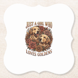 Nur ein Mädchen, das Golden Retriever-Hund-Rosen l Untersetzer