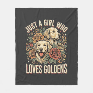 Nur ein Mädchen, das Golden Retriever liebt Fleecedecke