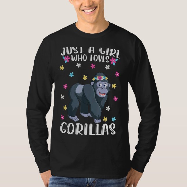 Nur ein Mädchen, das Gorillas Niedlichen Gorilla L T-Shirt (Vorderseite)