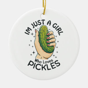 Nur ein Mädchen, das Gurken liebt - Lustiger Vegan Keramik Ornament
