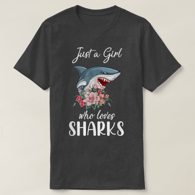 Nur ein Mädchen, das Haie Liebe 485 T-Shirt (Design vorne)