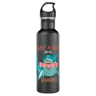Nur ein Mädchen, das Haie Liebe, Funny Shark Gesch Edelstahlflasche