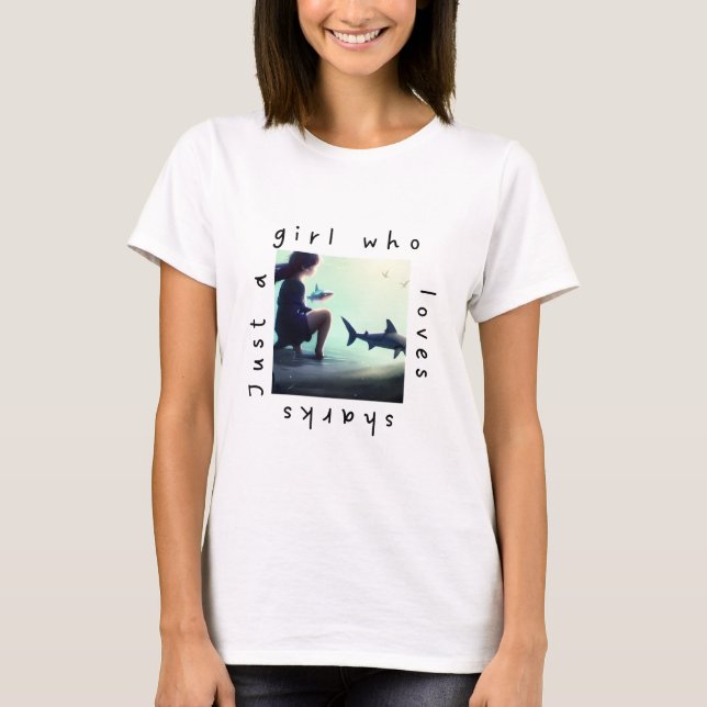 Nur ein Mädchen, das Haie Liebe T-Shirt (Vorderseite)