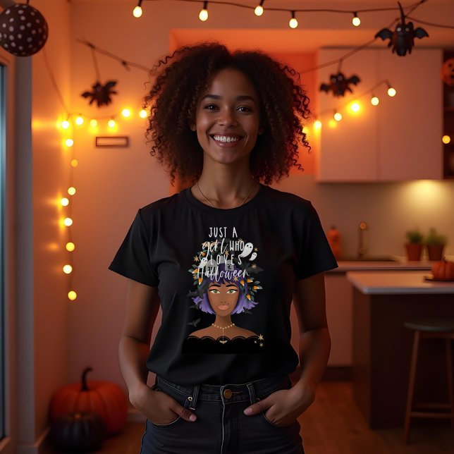 Nur ein Mädchen, das Halloween-Liebe Kostüm Schönh T-Shirt (Just A Girl Who Love Halloween Costume Beauty T-Shirt)