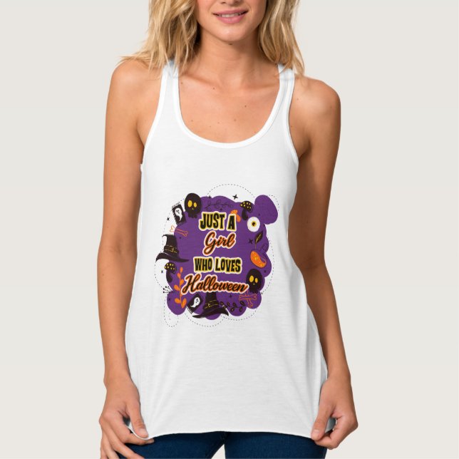Nur ein Mädchen, das Halloween Lieben Tank Top (Vorderseite)