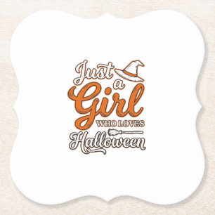 Nur ein Mädchen, das Halloween liebt Vektordesign_ Untersetzer