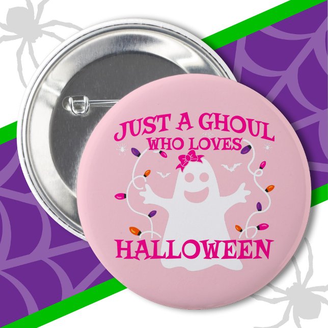 Nur ein Mädchen, das Halloween Niedliches rosa Ges Button (Von Creator hochgeladen)