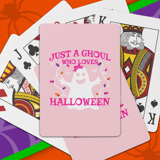 Nur ein Mädchen, das Halloween Niedliches rosa Ges Spielkarten (Von Creator hochgeladen)