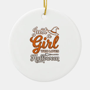 Nur ein Mädchen, das Halloween-Vektordesign liebt_ Keramik Ornament