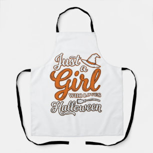 Nur ein Mädchen, das Halloween-Vektordesign liebt_ Schürze