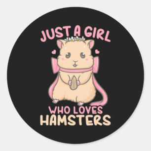 Nur ein Mädchen, das Hamster Liebe Runder Aufkleber