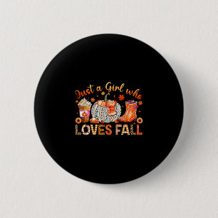 Nur ein Mädchen, das Herbst-Cowgirl-Stiefel-Kürbis Button