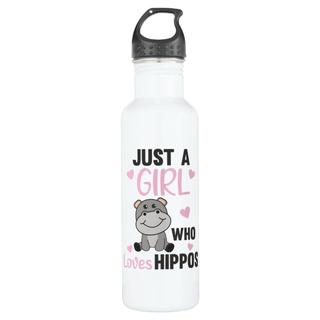 Nur ein Mädchen, das Hippos Niedlich Hippo Lieben Edelstahlflasche (Vorderseite)