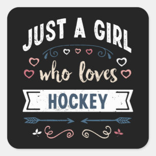 Nur ein Mädchen, das Hockey-Funny-Geschenke Liebe Quadratischer Aufkleber