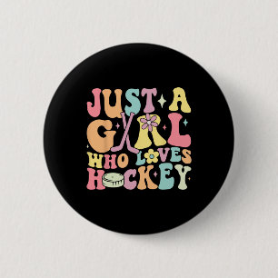 Nur ein Mädchen, das Hockey liebt, Groovy Hockey M Button
