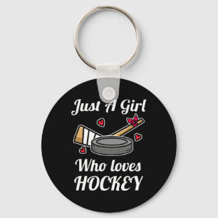 Nur ein Mädchen, das Hockey liebt, lustiges Eishoc Schlüsselanhänger