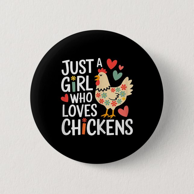 Nur ein Mädchen, das Hühner-Bauer-Mädchen Liebe Button (Vorderseite)