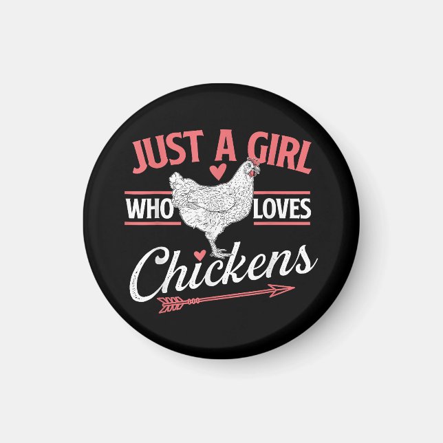 Nur ein Mädchen, das Hühner Liebe - Huhn Lover Pou Magnet (Vorne)