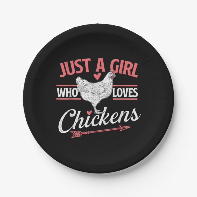 Nur ein Mädchen, das Hühner Liebe - Huhn Lover Pou Pappteller (Vorderseite)