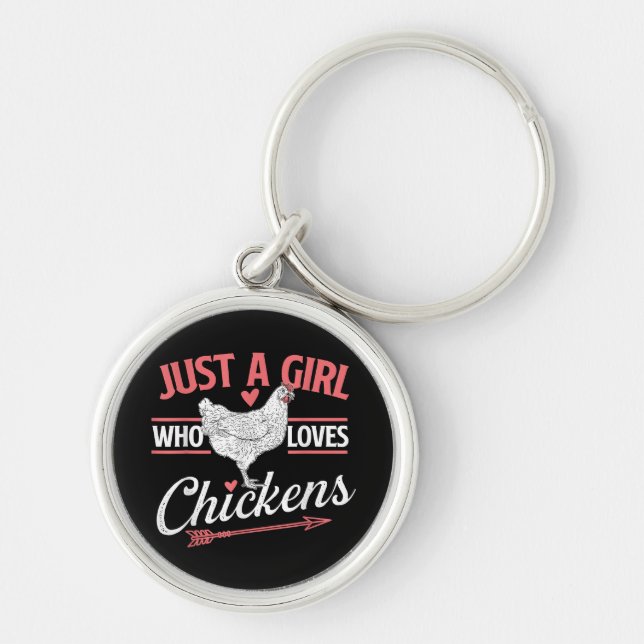 Nur ein Mädchen, das Hühner Liebe - Huhn Lover Pou Schlüsselanhänger (Vorne)