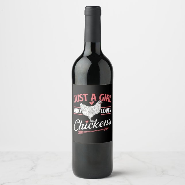 Nur ein Mädchen, das Hühner Liebe - Huhn Lover Pou Weinetikett (Vorderseite)