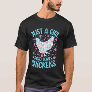 Nur ein Mädchen, das Hühner liebt, Blumen Frauen M T-Shirt