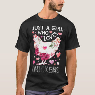 Nur ein Mädchen, das Hühner liebt Hühner-Silhouett T-Shirt