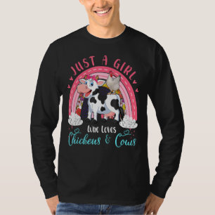 Nur ein Mädchen, das Hühner und Kühe Niedlich Rain T-Shirt