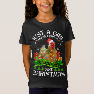 Nur ein Mädchen, das Hühner und Weihnachtslustige  T-Shirt