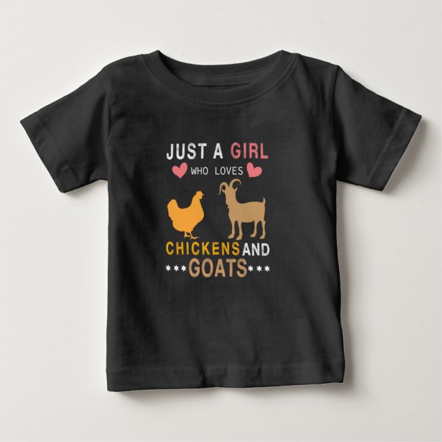Nur ein Mädchen, das Hühner und Ziegen Liebe Baby T-shirt (Vorderseite)