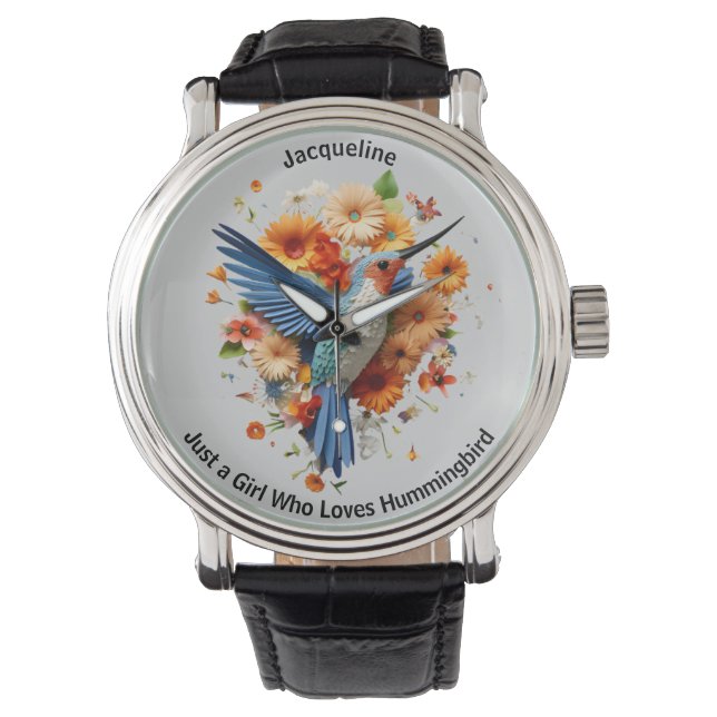 Nur ein Mädchen, das Hummingbird Liebe personalisi Armbanduhr (Vorderseite)