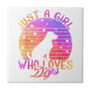 Nur ein Mädchen, das Hunde Liebe Fliese