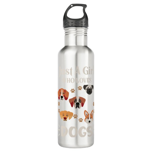 Nur ein Mädchen, das Hunde Lieben Hund Lover Edelstahlflasche (Vorderseite)