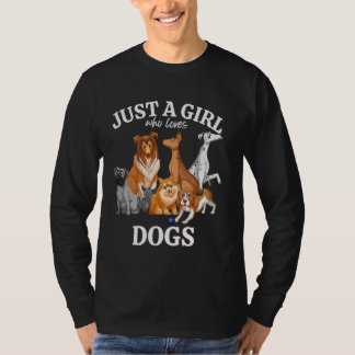 Nur ein Mädchen, das Hunde liebt Frauen Mädchen Ge T-Shirt