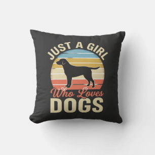 Nur ein Mädchen, das Hunde liebt, Vintage-Hundelie Kissen