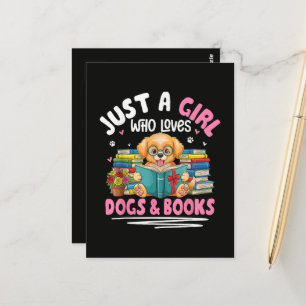 Nur ein Mädchen, das Hunde und Bücher liebt, liest Postkarte